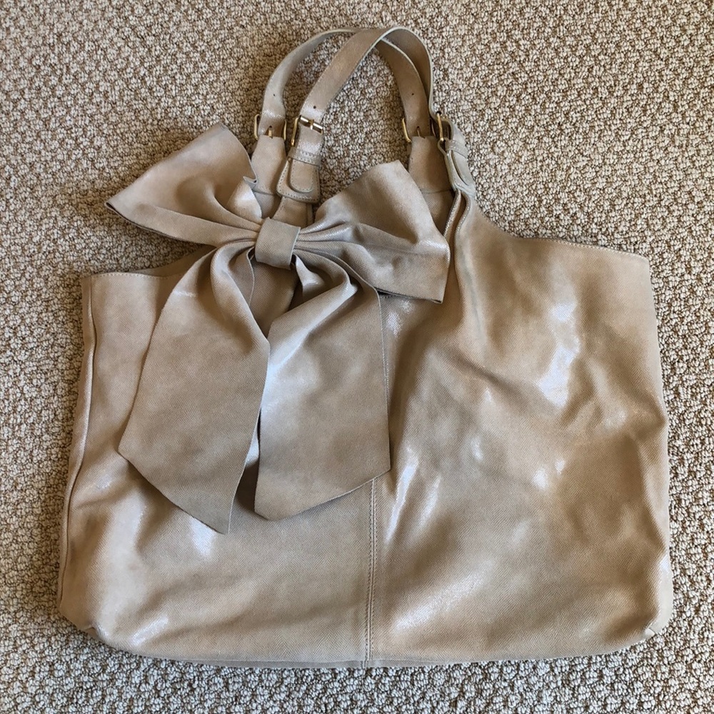 Red Valentino Bow Suede Leather Hobo